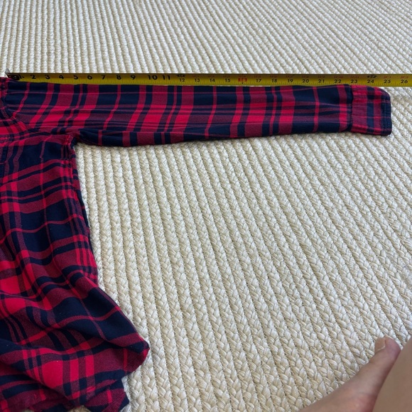 Lucky Brand Women’s Plaid Button Up Shirt Large Red Black Rayon Long Sleeve - Picture 11 of 11